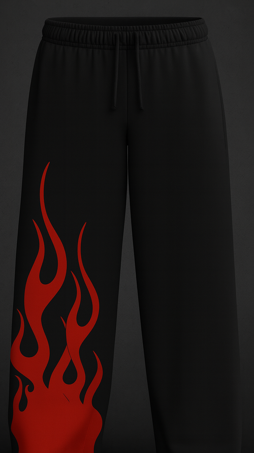 RED FLAME UNISEX BAGGY FIT SWEATPANTS